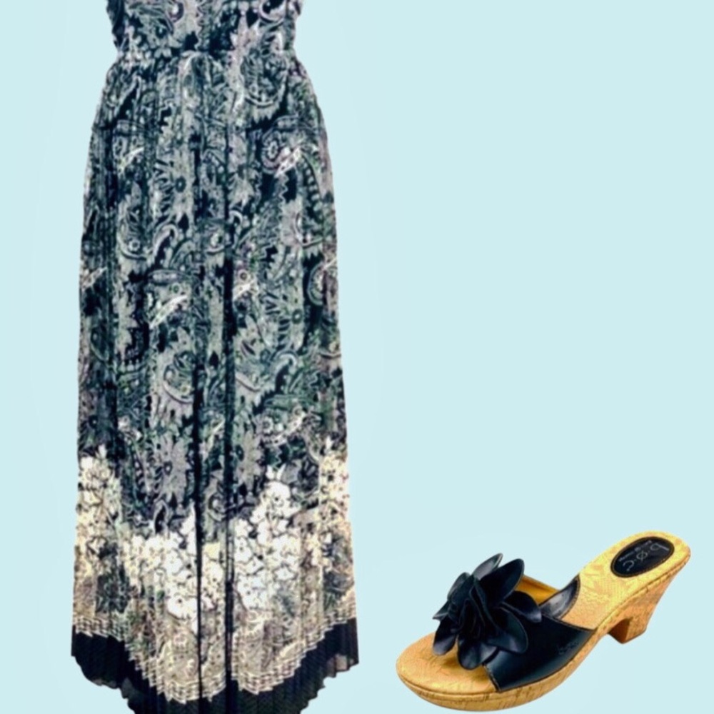 Victoria Secret Sleeveless Black/Cream Paisley Maxi Dress Size Large - Picture 7 of 7